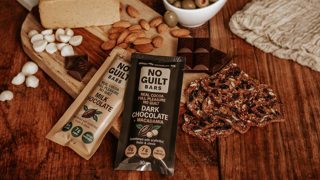 No Guilt Bars flavours with almonds and chocolate